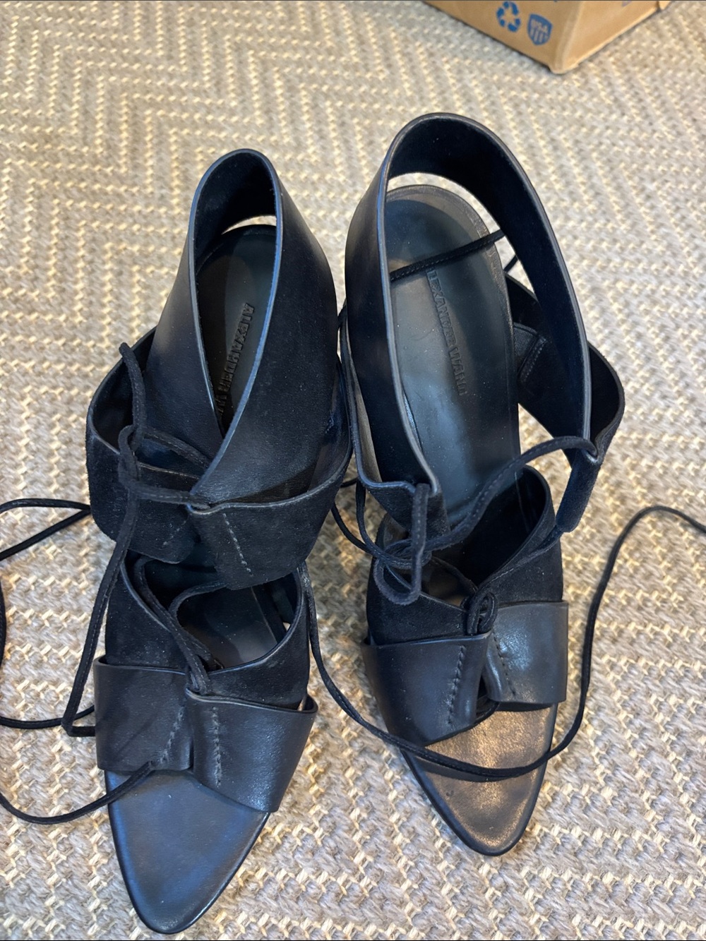 Alexander Wang Black Lace-Up Pointed-Heel Sandals